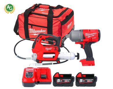 Milwaukee Impact Wrench & Grease Gun Twin Pack